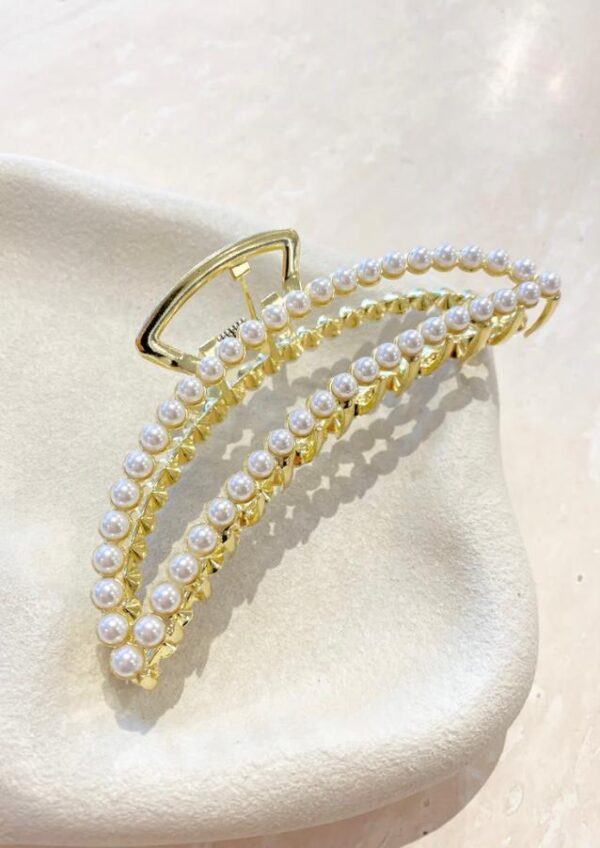 Pearl gold metal claw clip