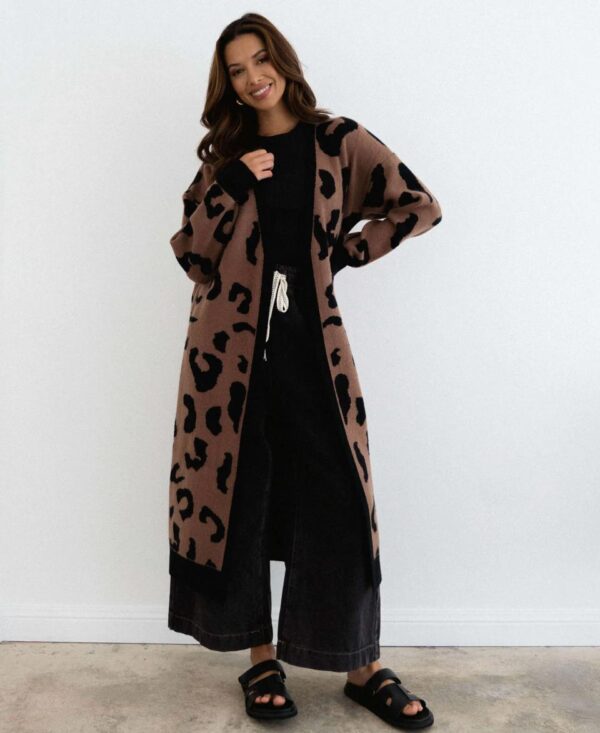 Long line leopard cardigan