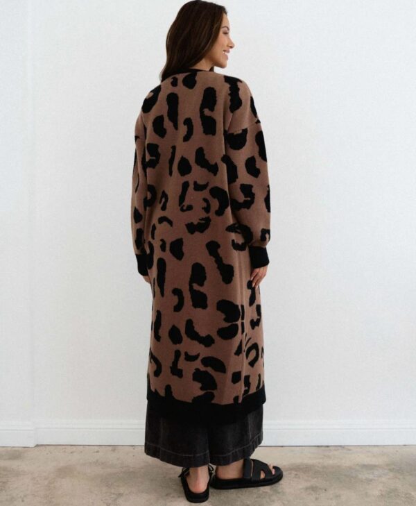 Long line leopard cardigan - Image 3