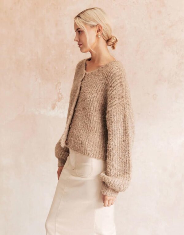 Oatmeal Long Sleeve Cardigan - Image 2