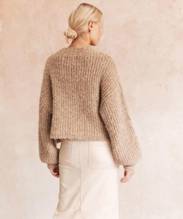 Oatmeal Long Sleeve Cardigan - Image 3