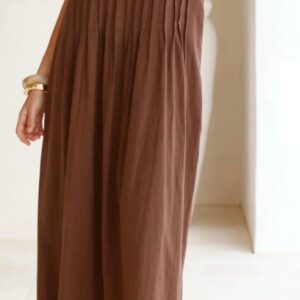 Linen chocolate maxi dress