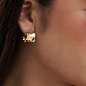 Eddy flat hoops 18K gold plated earrings