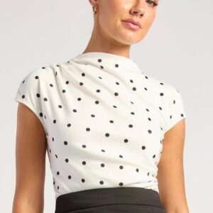 Polka dot stretch shirt